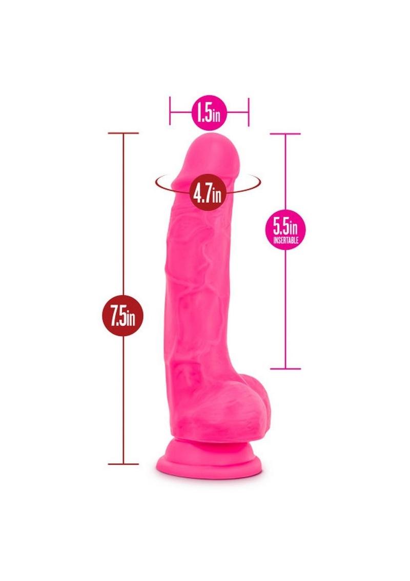 Ruse Hypnotize Silicone Dildo with Balls 7.5in - Hot Pink