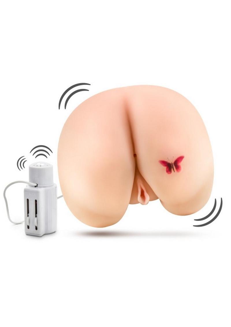 X5 Men Vibrating Rear Ecstasy Masturbator with Wired Remote Control - Pussy and Butt - Vanilla