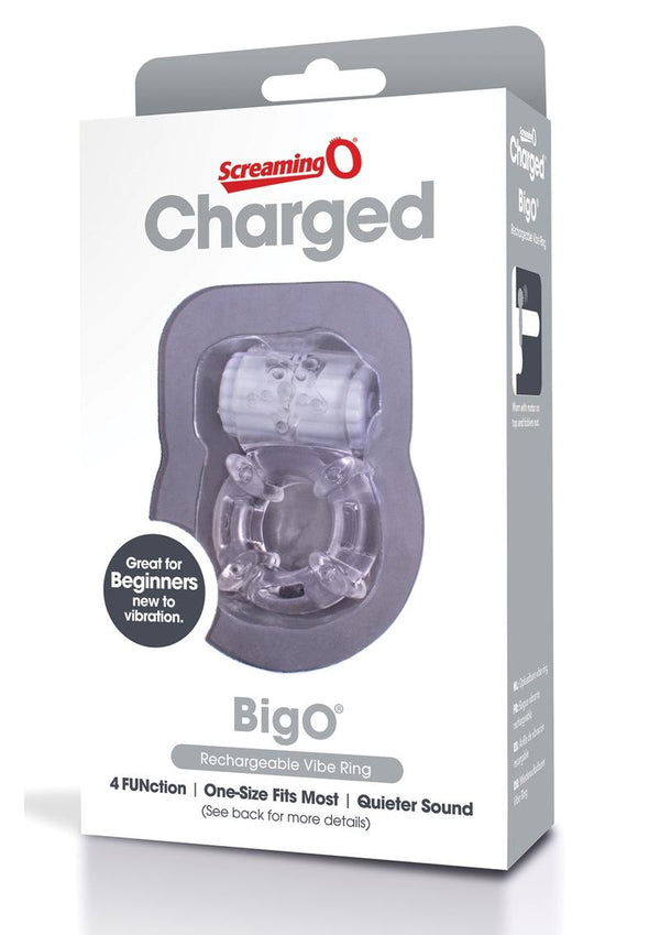Charged BigO Rechargeable Vibrating Cock Ring - Clear