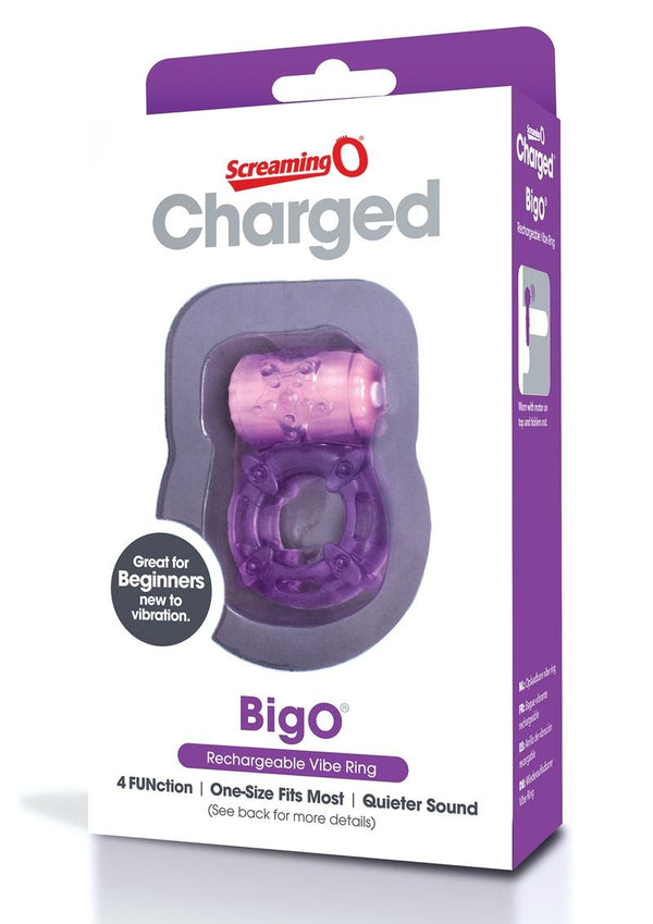 Charged BigO Rechargeable Vibrating Cock Ring - Purple