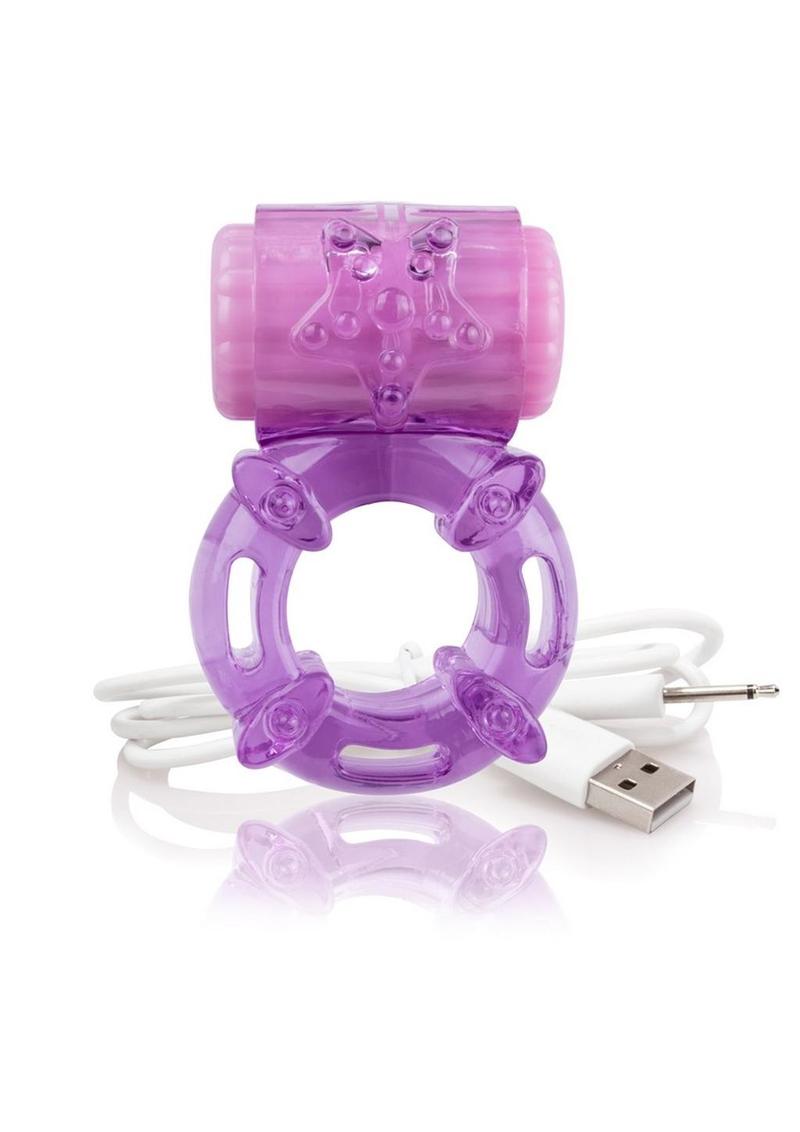 Charged BigO Rechargeable Vibrating Cock Ring - Purple