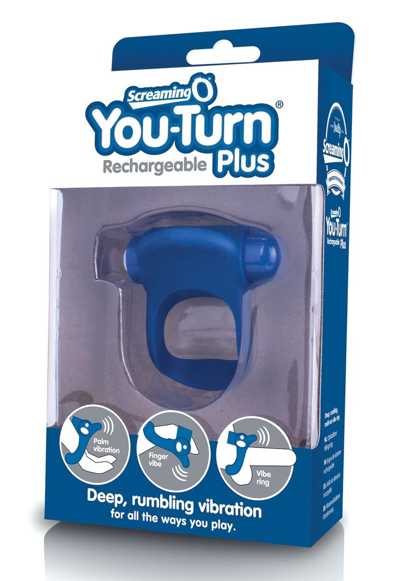 You-Turn Rechargeable Plus Silicone Cock Ring - Blueberry