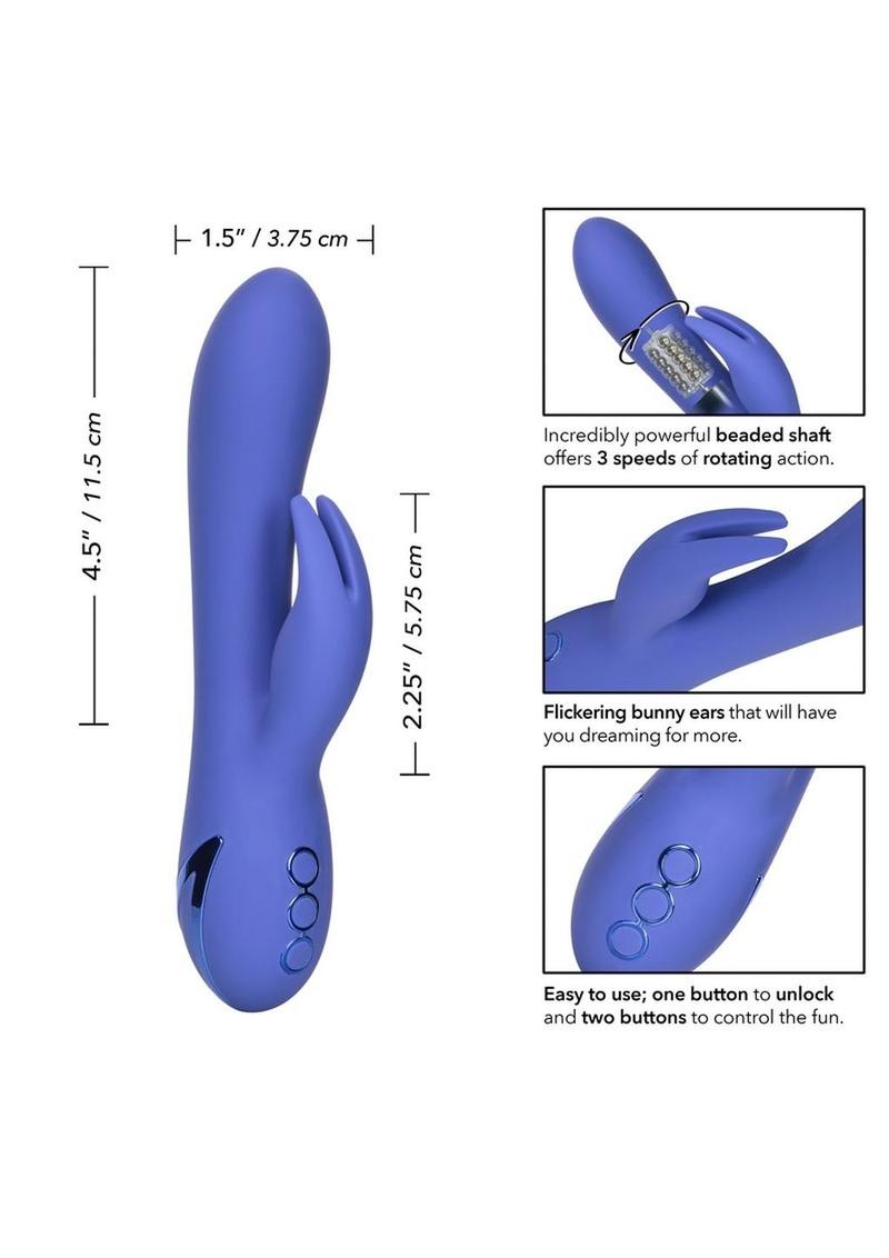 California Dreaming Beverly Hills Bunny Silicone Rabbit Vibrator - Blue