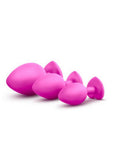Luxe Bling Plugs Silicone Training Kit with White Gems (3 size kit) - Pink