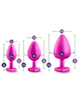 Luxe Bling Plugs Silicone Training Kit with White Gems (3 size kit) - Pink
