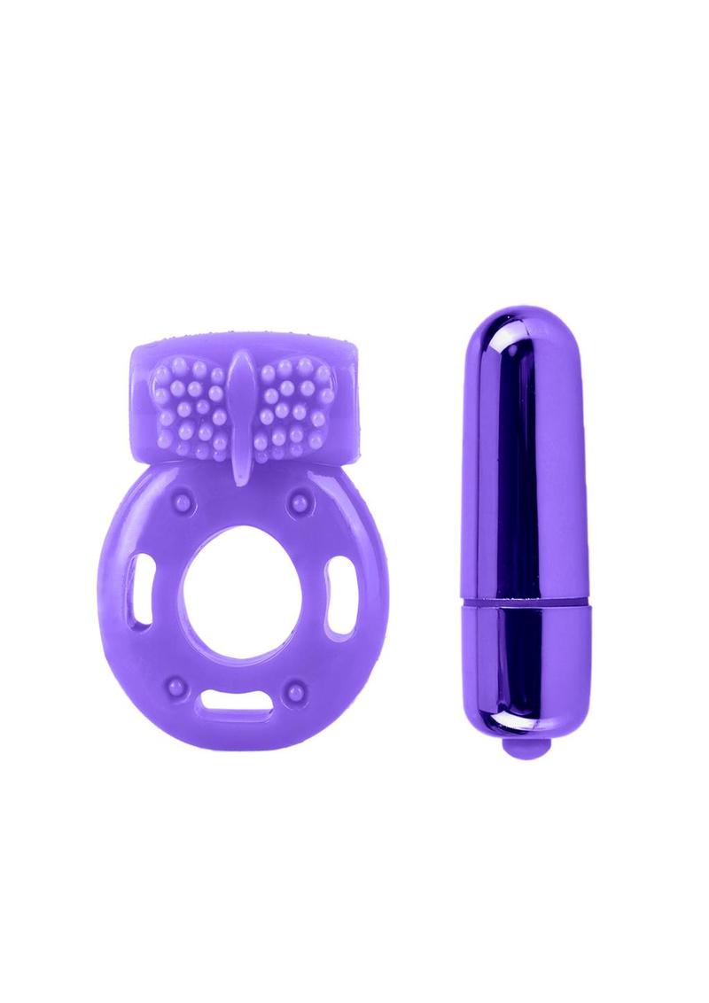 Neon Silicone Vibrating Couples (3 Piece Kit) - Purple