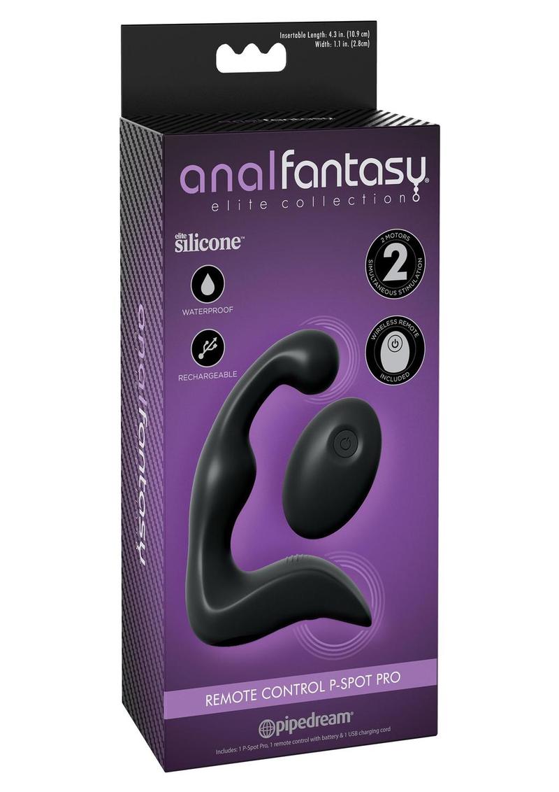 Anal Fantasy Elite Silicone Rechargeable P-Spot Pro with Remote Control - Black