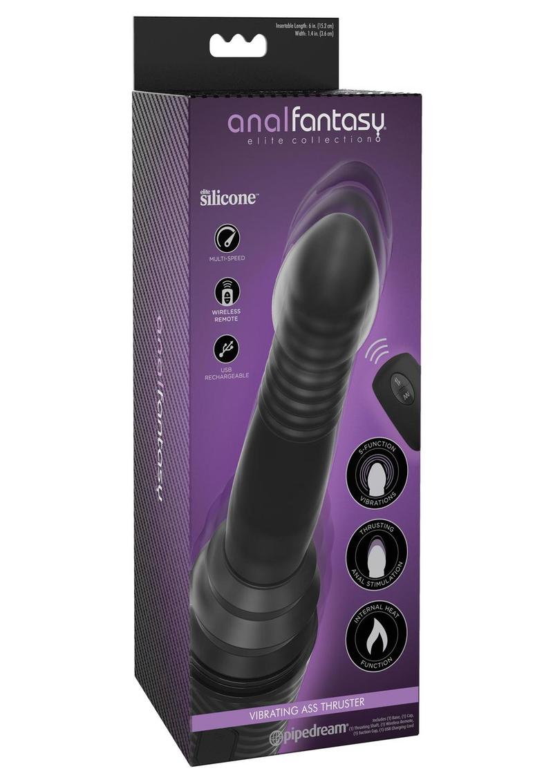 Anal Fantasy Elite Collection Vibrating Ass Thruster Silicone Anal Probe with Remote Control - Black