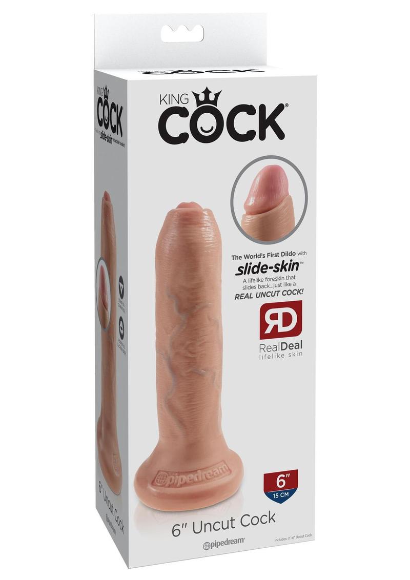 King Cock Uncut Dildo 6in - Vanilla