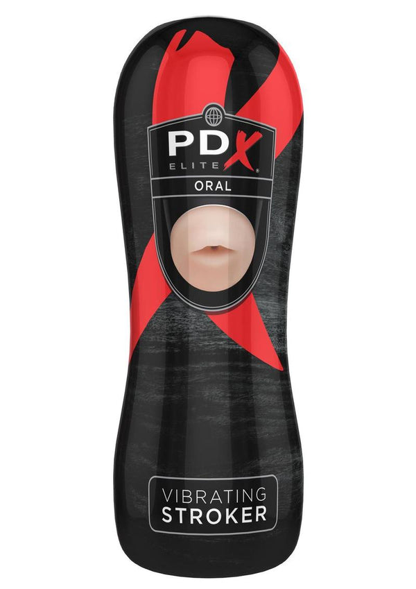 PDX Elite Vibrating Oral Masturbator with Bullet - Mouth - Vanilla/Black