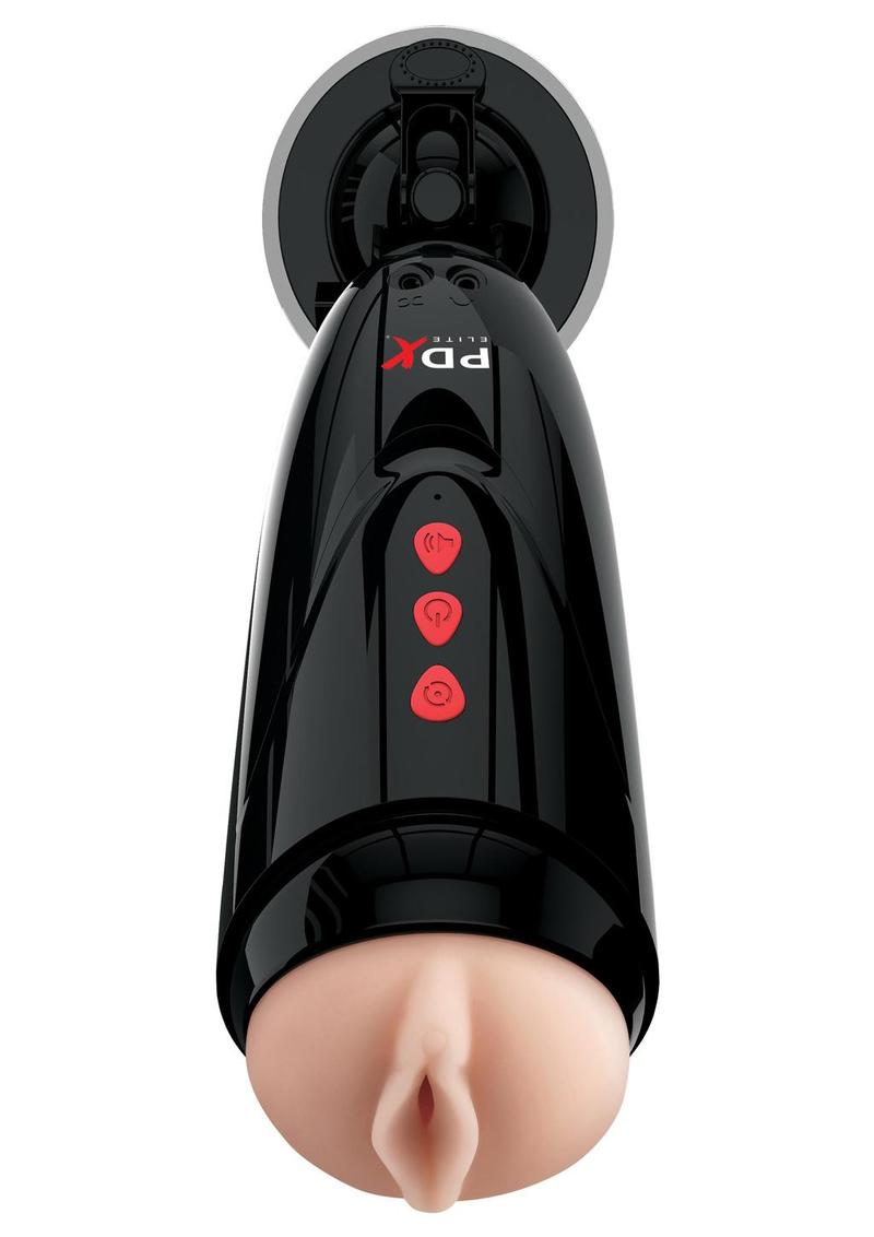 PDX Elite Rechargeable Dirty Talk Starter Masturbator - Pussy - Vanilla/Black