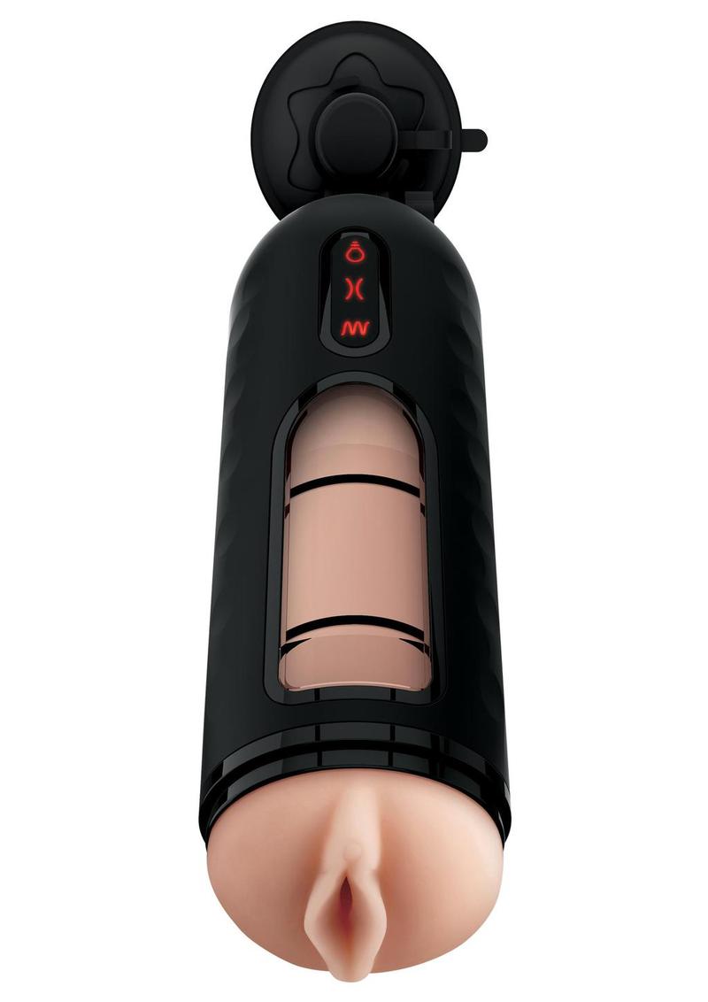 PDX Elite Rechargeable Vibrating Mega Milker Masturbator - Pussy - Vanilla/Black