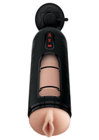 PDX Elite Rechargeable Vibrating Mega Milker Masturbator - Pussy - Vanilla/Black
