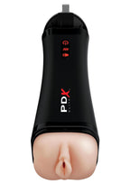 PDX Elite Rechargeable Talk-Back Super Masturbator - Pussy - Vanilla/Black