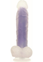 Luminous Dildo Silicone Realistic Dildo Glow-In-The-Dark 8in - Purple