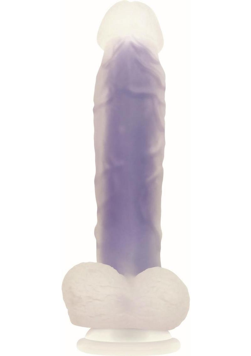 Luminous Dildo Silicone Realistic Dildo Glow-In-The-Dark 8in - Purple