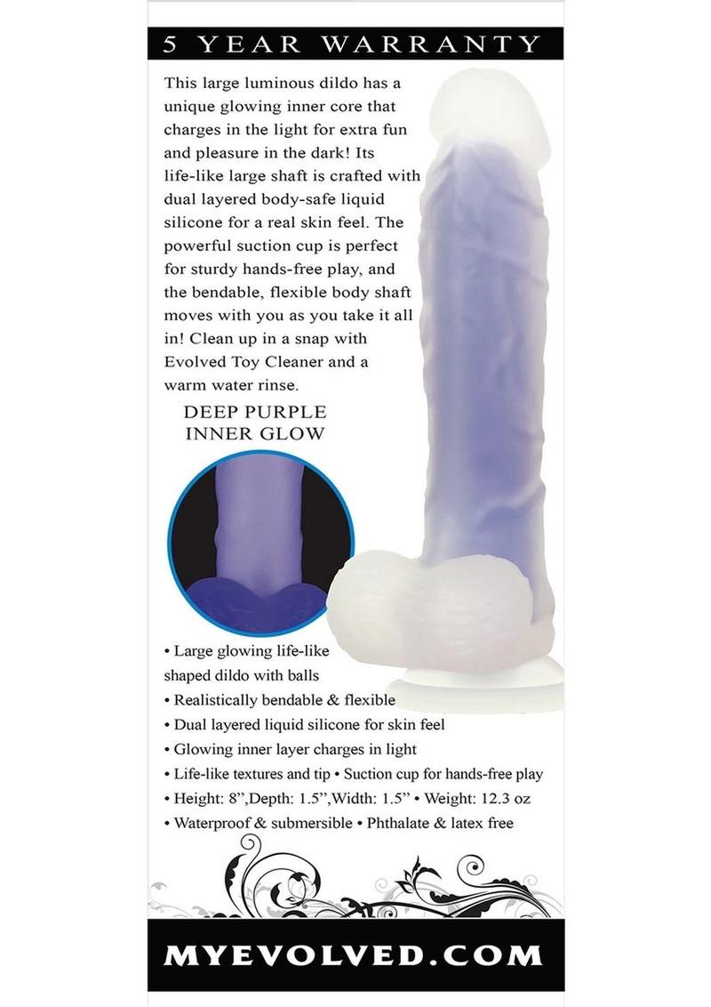 Luminous Dildo Silicone Realistic Dildo Glow-In-The-Dark 8in - Purple