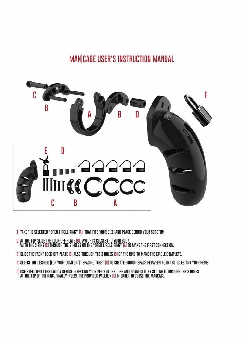 Man Cage Model 01 Male Chastity With Lock 3.5in - Black