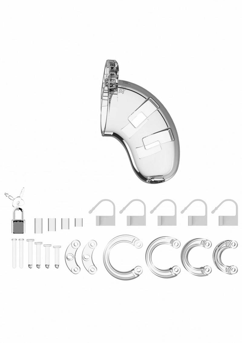 Man Cage Model 01 Male Chastity with Lock 3.5in - Clear