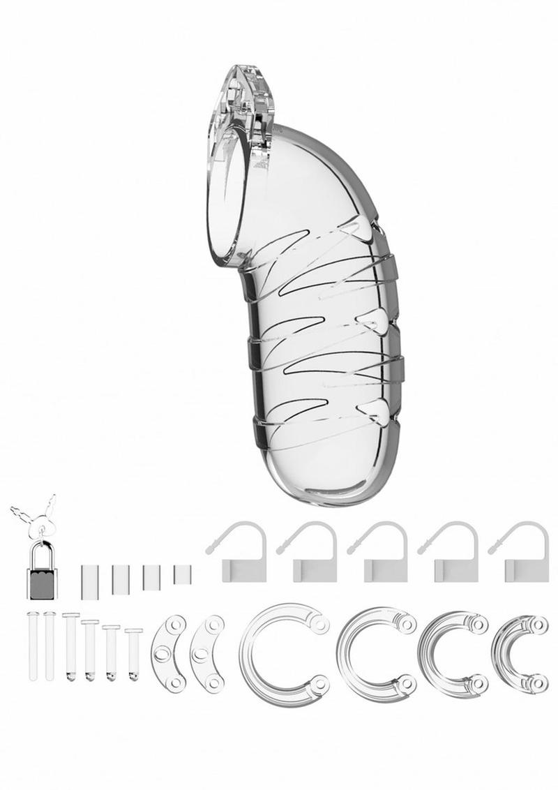 Man Cage Model 05 Male Chastity with Lock 5.5in - Clear