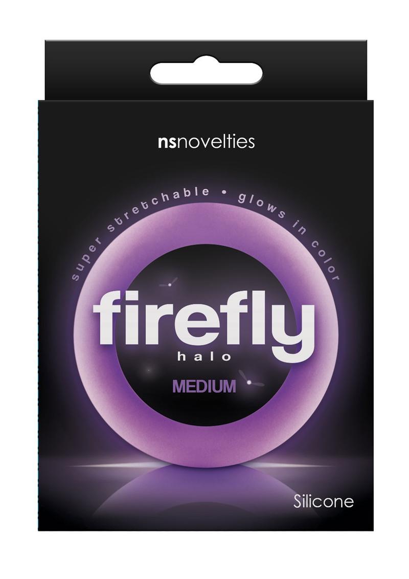 Firefly Halo Medium Silicone Cock Ring Glow In The Dark - Purple