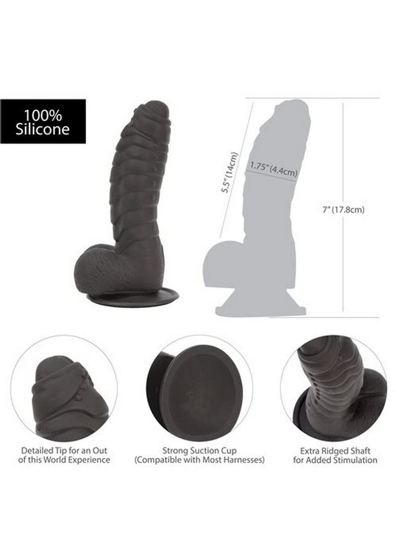 Addiction Toy Collection Ben Silicone Dildo with Balls 7in - Black