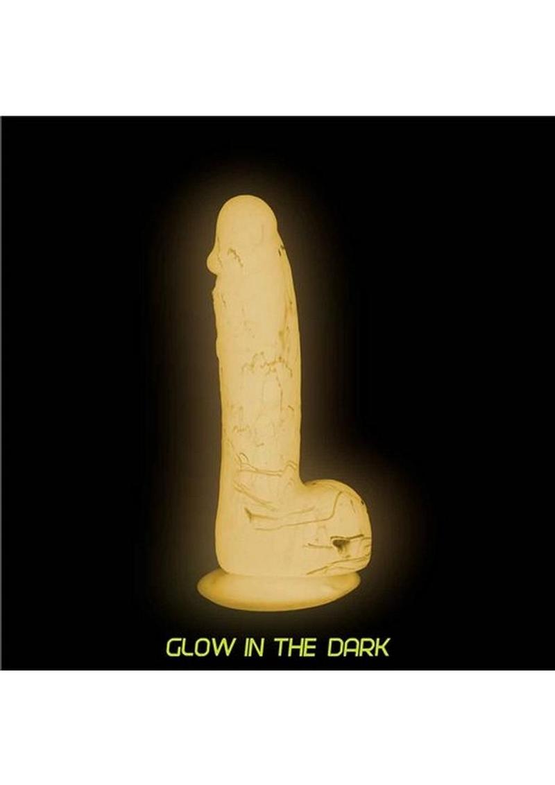 Addiction Toy Collection Brandon Silicone Glow-In-The-Dark Dildo with Balls 7.5in - Pink