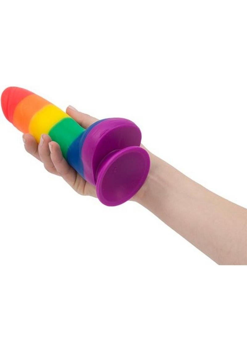 Addiction Toy Collection Justin Silicone Dildo with Balls 8in - Multicolor
