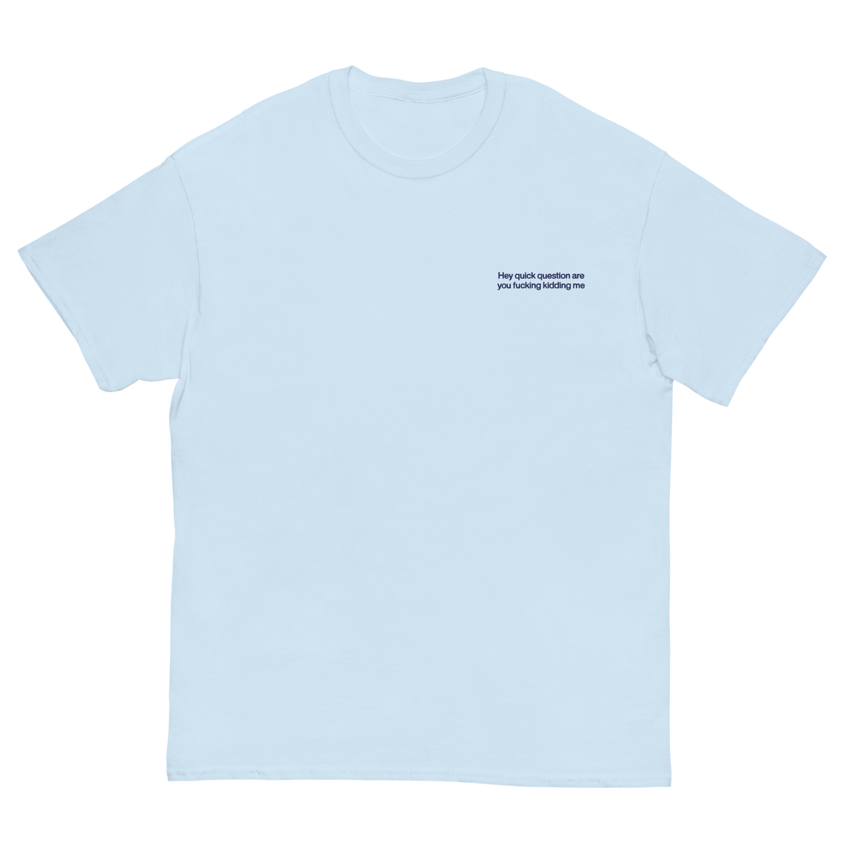 Hey Quick Question Are You Fucking Kidding Me Embroidered T-Shirt