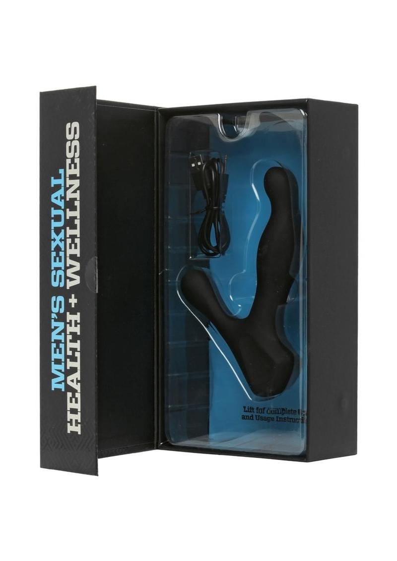 OptiMALE Rimming P-Massager Rechargeable Silicone Vibrating and Rotating Prostate Stimulator - Black
