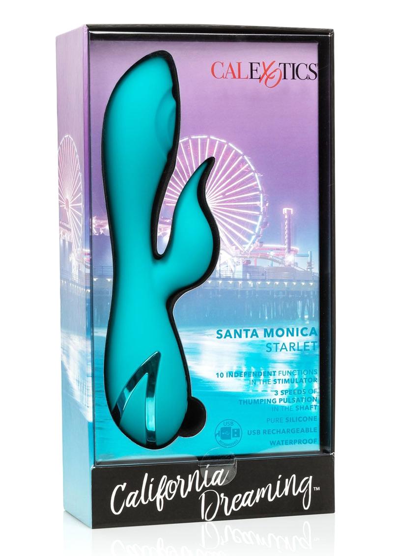 California Dreaming Santa Monica Starlet Rechargeable Silicone Thumping Rabbit Vibrator - Blue