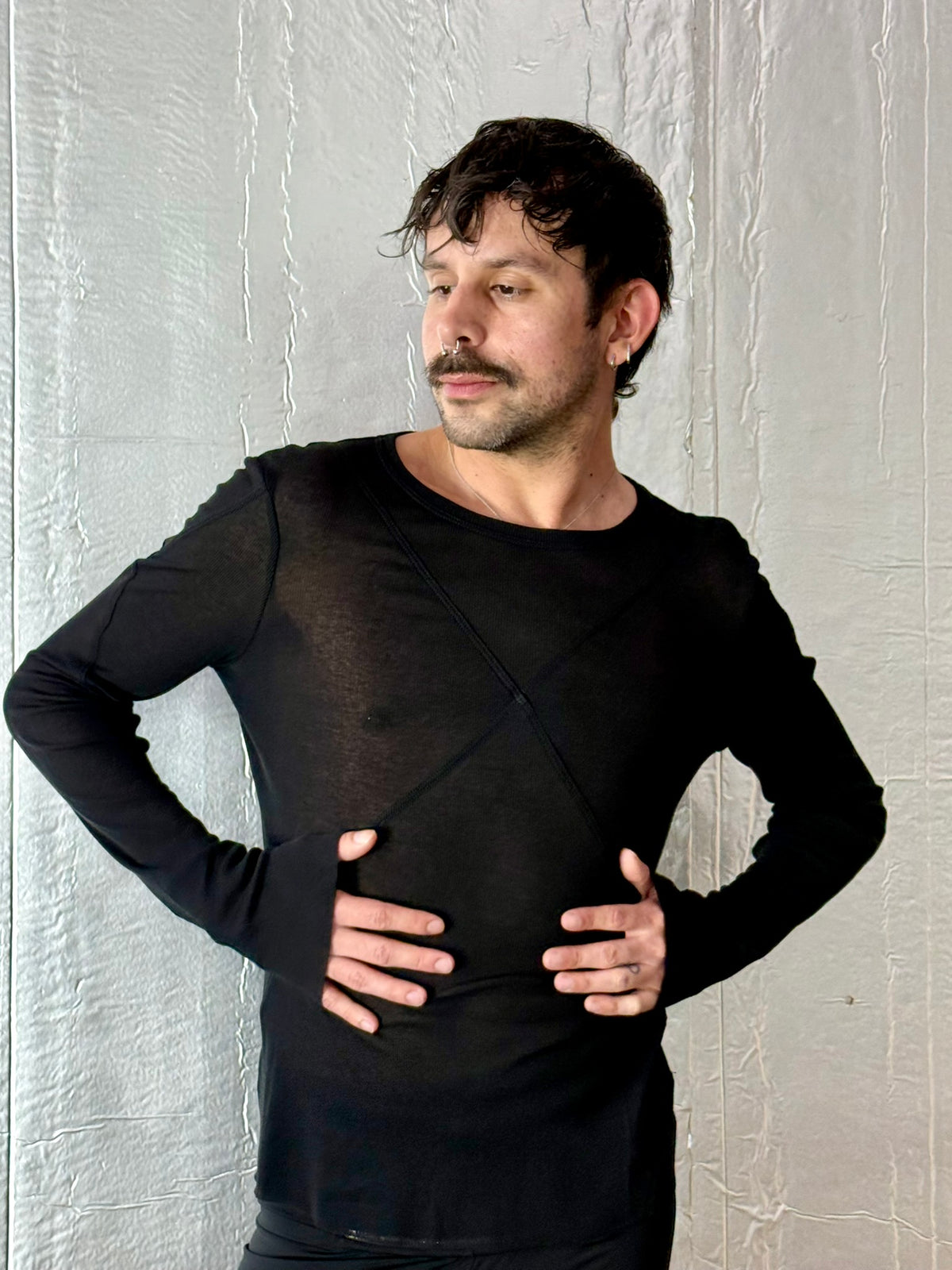 Jordanluca BLUES LONGSLEEVE TOP BLACK