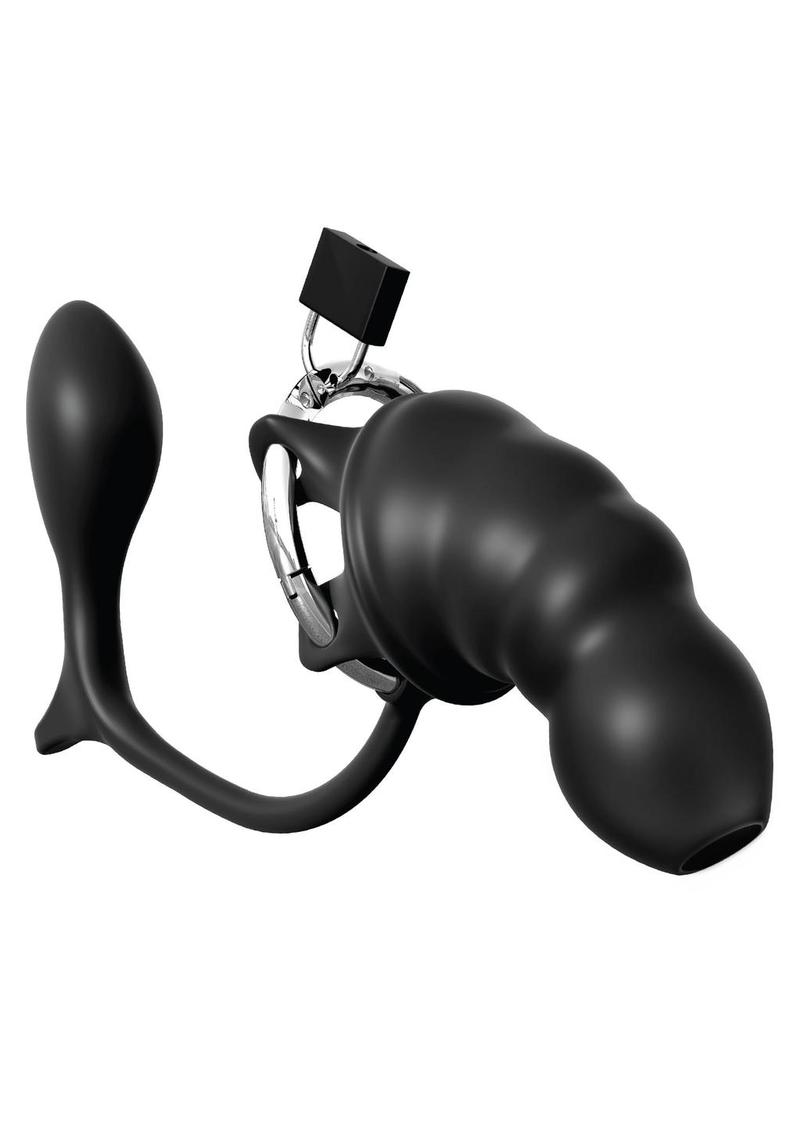 Anal Fantasy Elite Silicone Ass-Gasm Cock Blocker Chastity Cage - Black