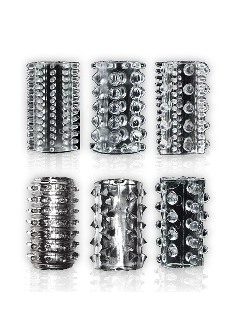 The 9's - Crystalline Cock Sleeves (6 per pack) - Clear