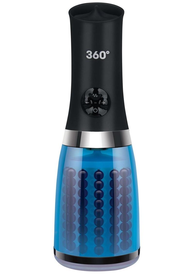 ZOLO 360° Rotating Beaded Masturbator - Blue/Black
