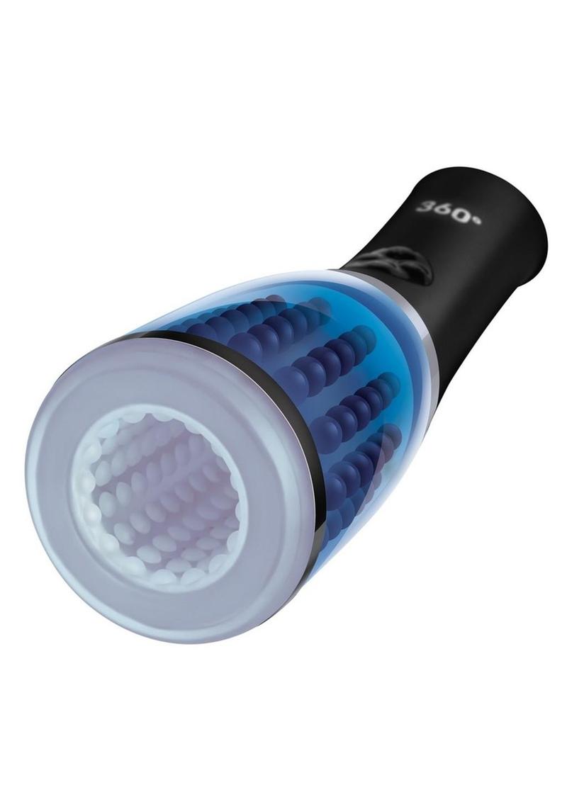 ZOLO 360° Rotating Beaded Masturbator - Blue/Black
