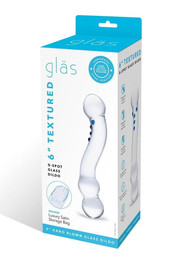 Gläs 6" Curved P-Spot Glass Textured Dildo