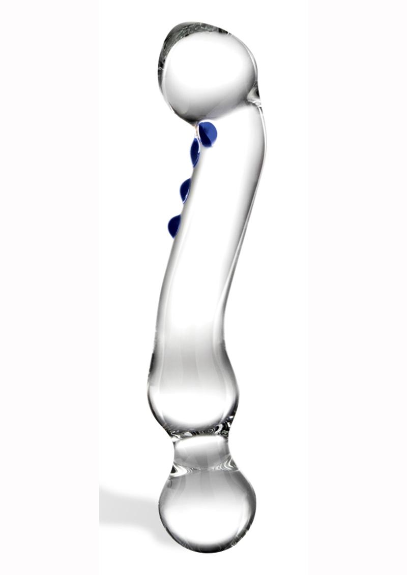 Gläs 6" Curved P-Spot Glass Textured Dildo