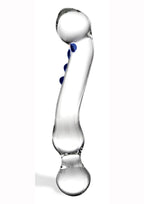 Gläs 6" Curved P-Spot Glass Textured Dildo