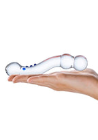 Gläs 6" Curved P-Spot Glass Textured Dildo