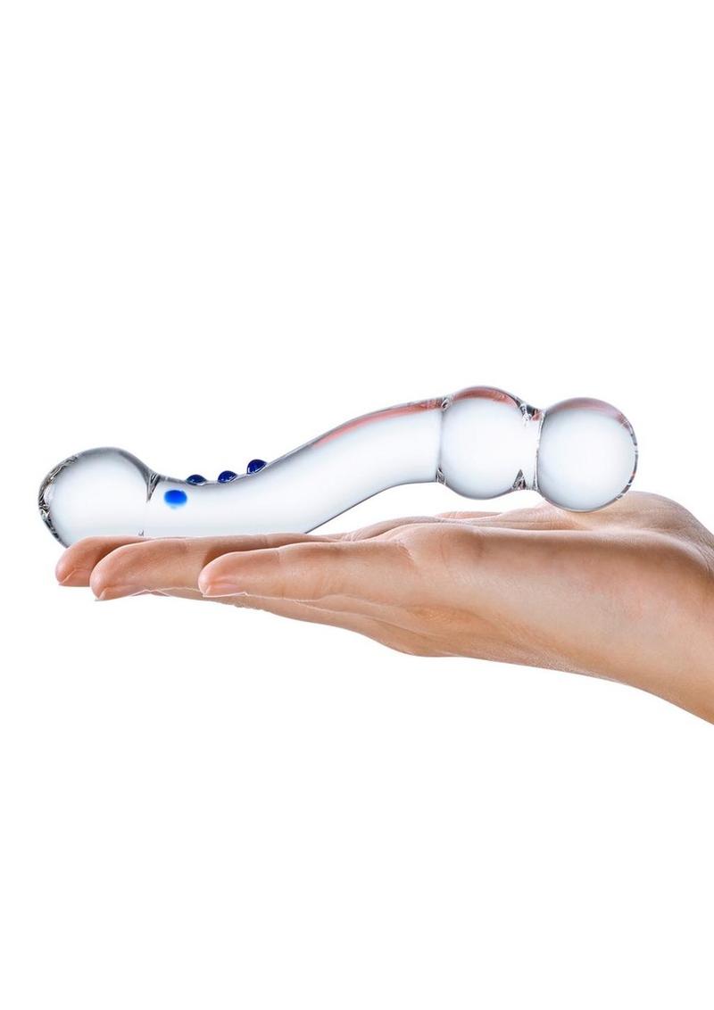 Gläs 6" Curved P-Spot Glass Textured Dildo