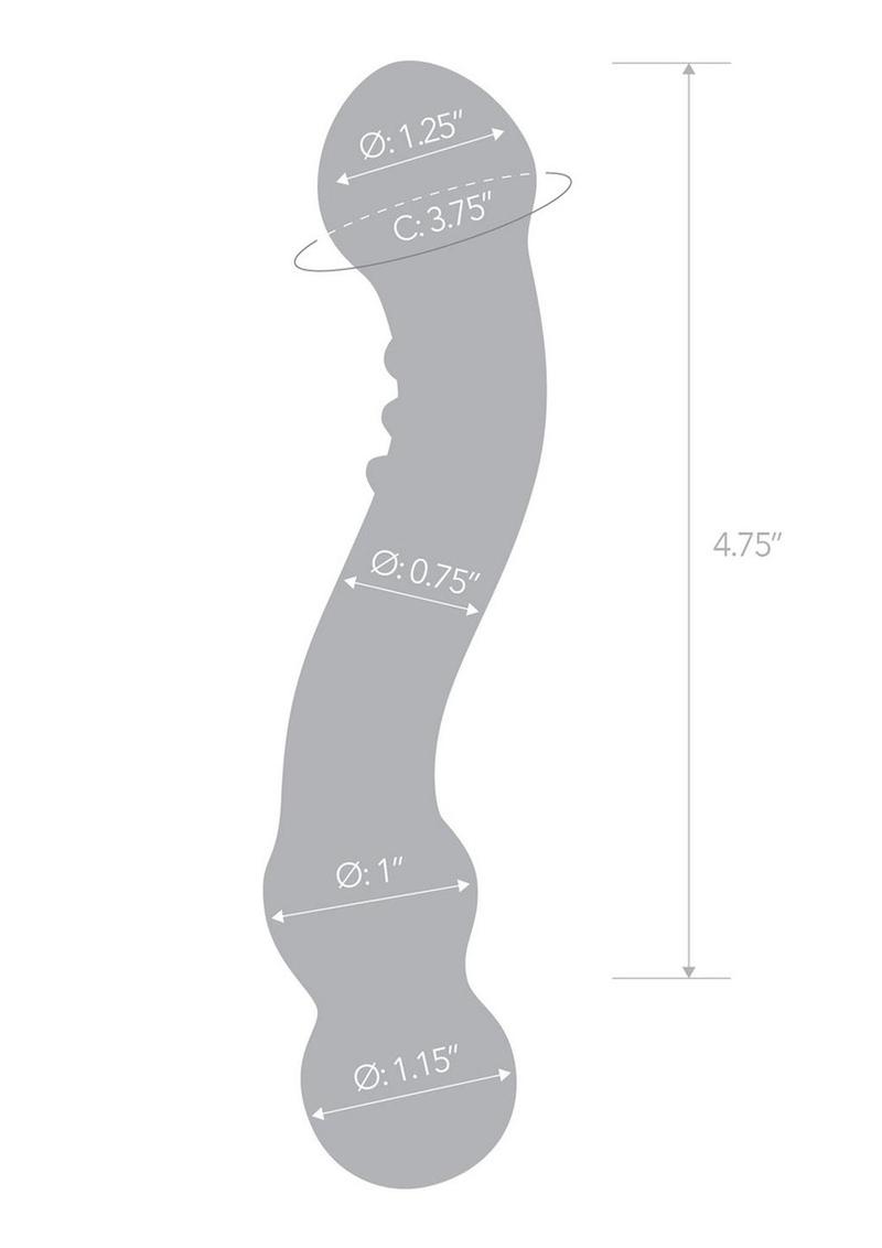 Gläs 6" Curved P-Spot Glass Textured Dildo