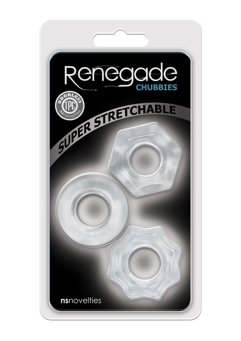 Renegade Chubbies Super Stretchable Cock Rings (Set of 3) - Clear