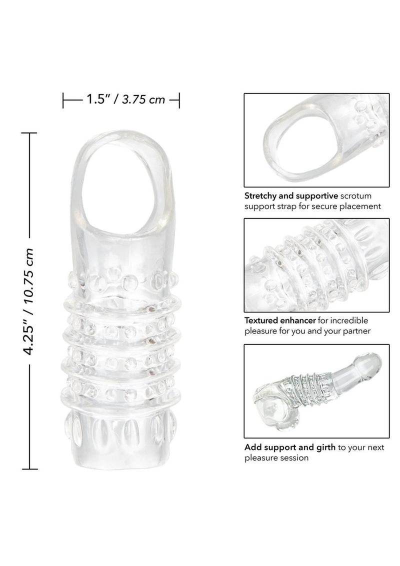 Stimulation Enhancer Textured Penis Sleeve 4.25in - Clear