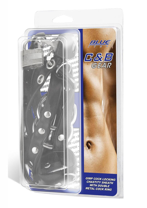 Blue Line C & B Gear Gimp Cock Locking Chastity Sheath - Black