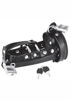 Blue Line C & B Gear Gimp Cock Locking Chastity Sheath - Black
