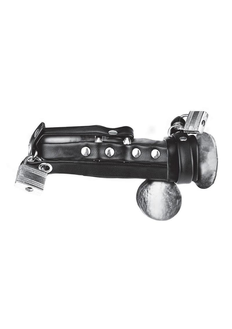 Blue Line C & B Gear Gimp Cock Locking Chastity Sheath - Black