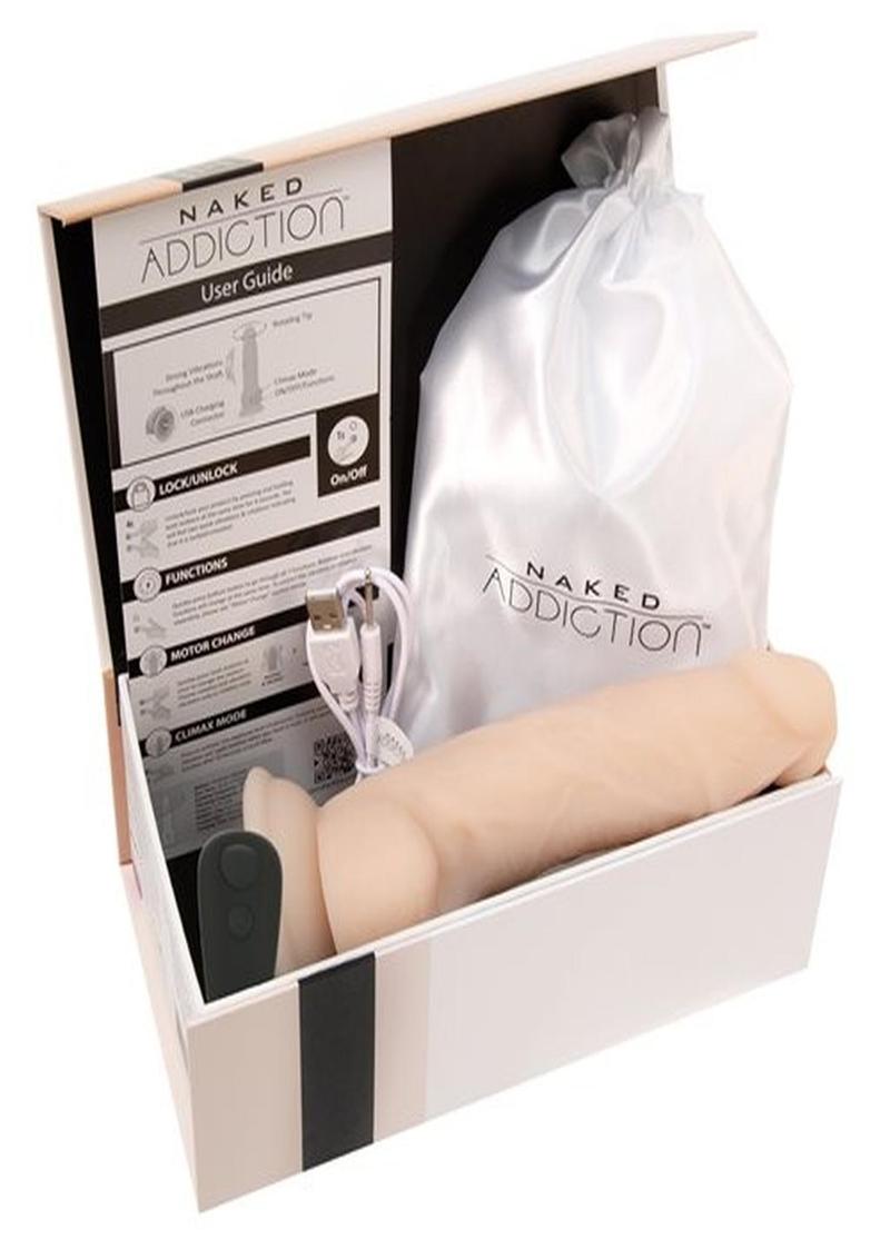 Naked Addiction Rechargeable Silicone Vibrating and Rotating Dildo 8in - Vanilla