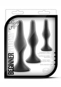 Luxe Beginner Silicone Butt Plug Kit 3 Sizes - Black