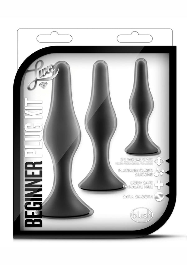 Luxe Beginner Silicone Butt Plug Kit 3 Sizes - Black
